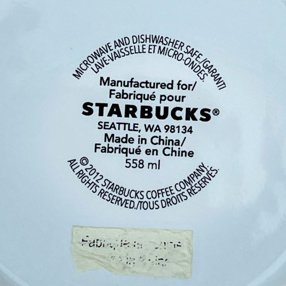 Starbucks Coffee Big White Mug Christmas Holiday Ornaments Balls 2012 Red Inside - Picture 12 of 12